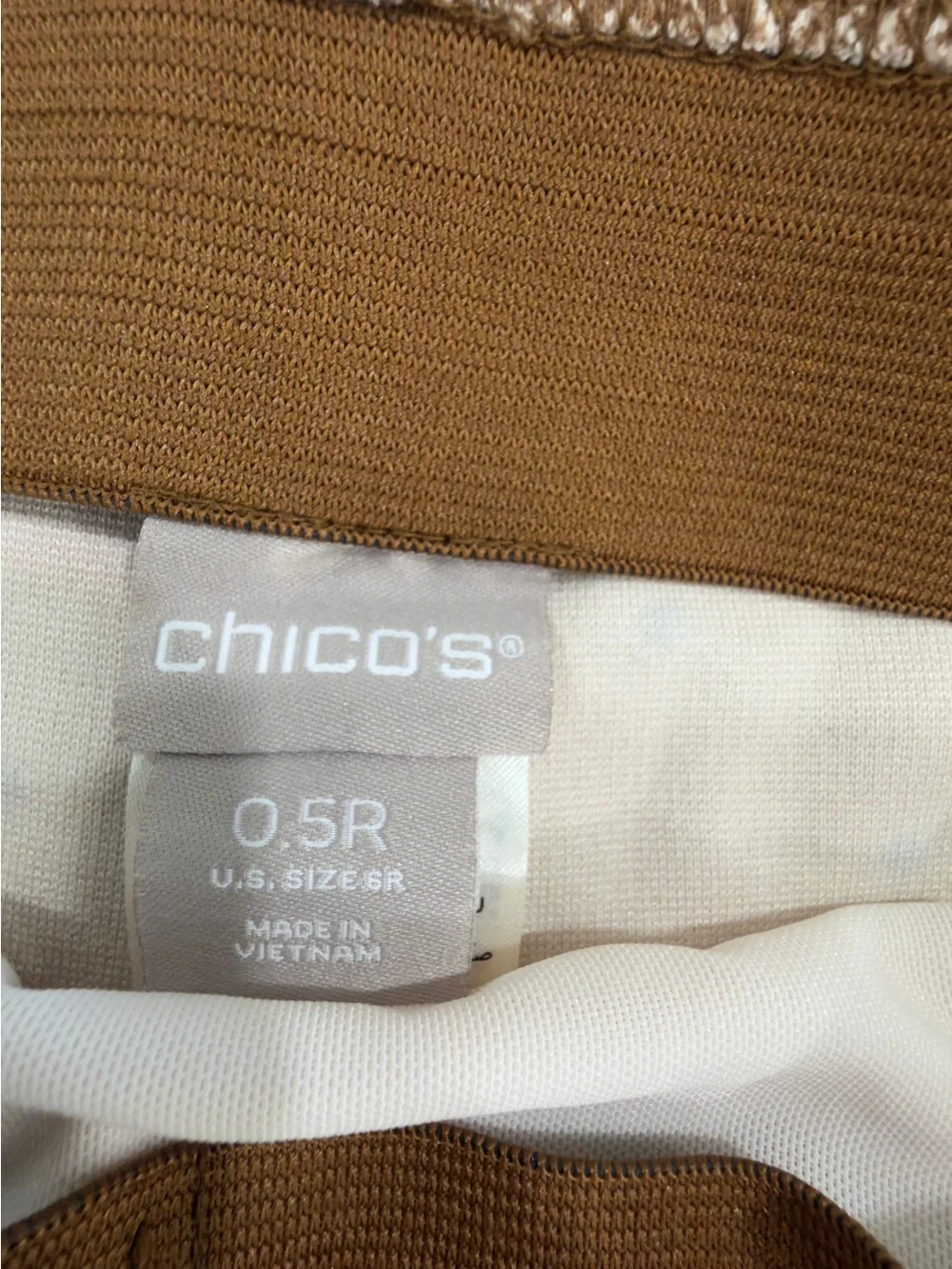 Chico's Tan Ankle Pants with Black Dot Pattern